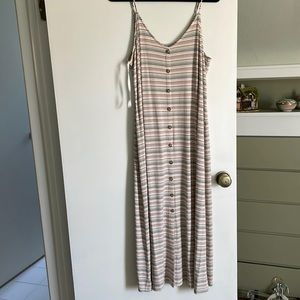 Midi length sun dress.